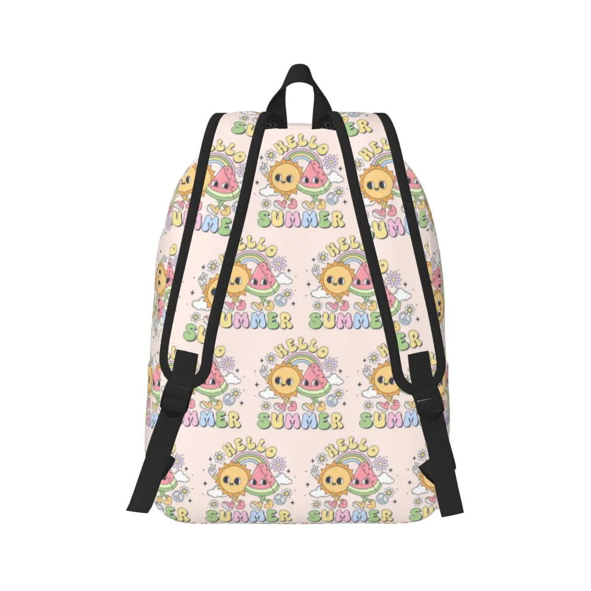 Hello Summer Sunshine Backpack Daypack Large Capacity Children BookBag School Bag Shoulder Bags for Men Women