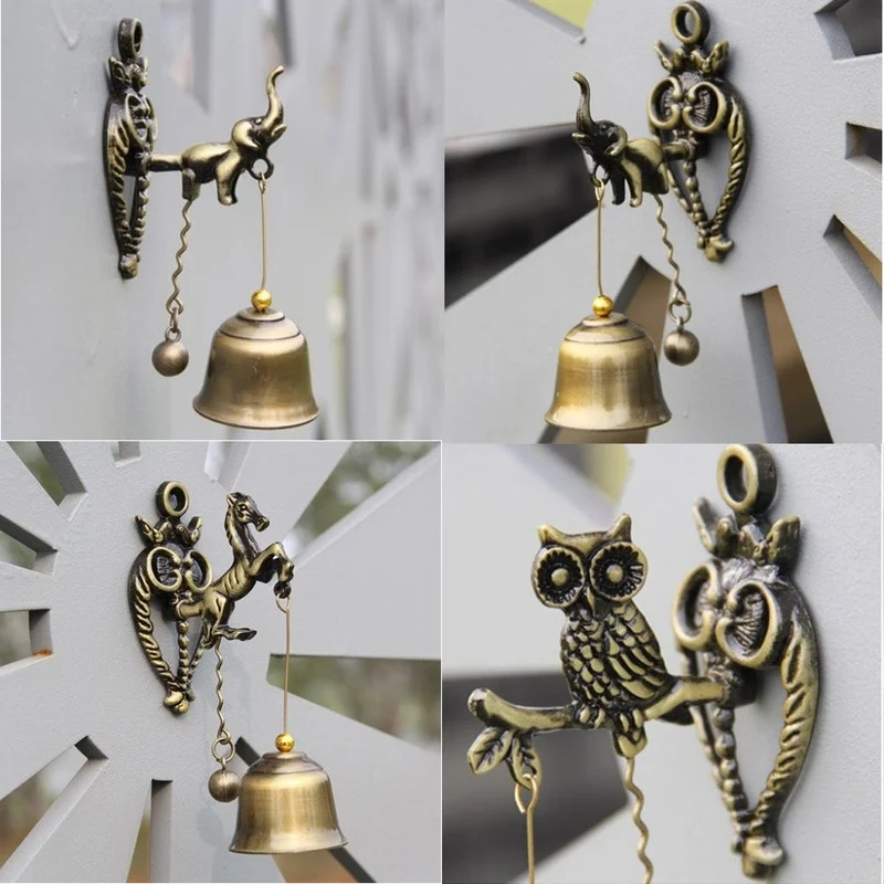 Vintage Metal Bell Door Shopkeeper Luck Knocker Windchime Magnetic Wall Hanging Ornament  Room Garden Store Front Entrance Gift