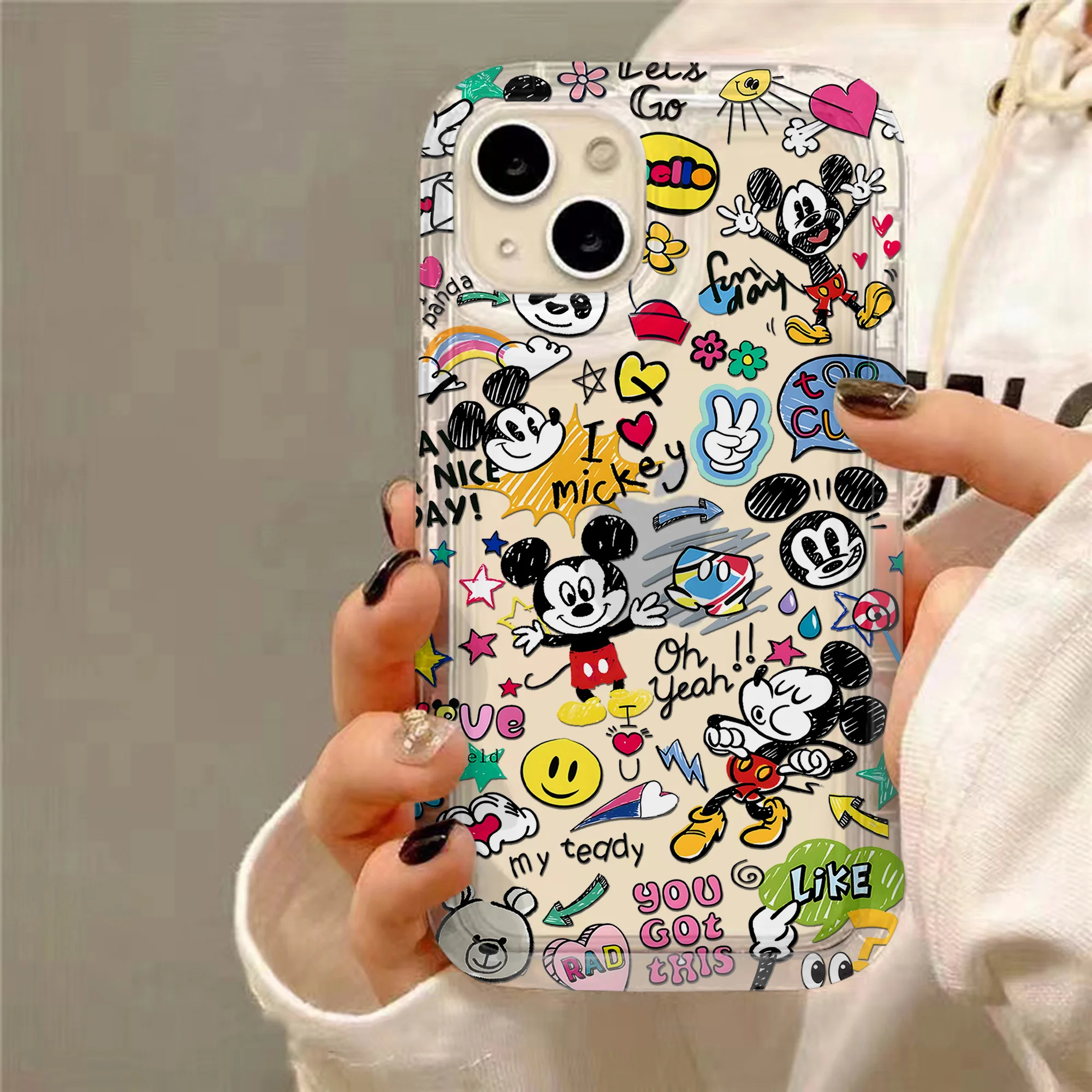 Funny Ins Cute Mickeys Mouse Clear Case for Xiaomi Redmi NOTE 8 9A 9C 9T 9S 10 11 12C K40 Pro Plus 4G 5G Airbag Shockproof Cover image 6