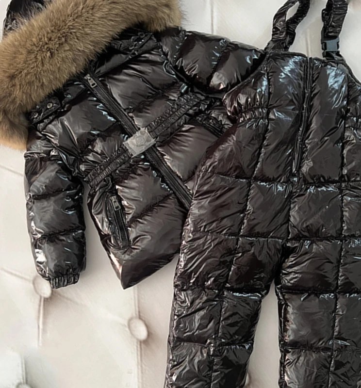 Kids Boutique Clothing 2023 New Autumn Winter Down Jacket Solid Color 2 Pieces Sets Coar Large Fur Collar Unisex Romper Warm