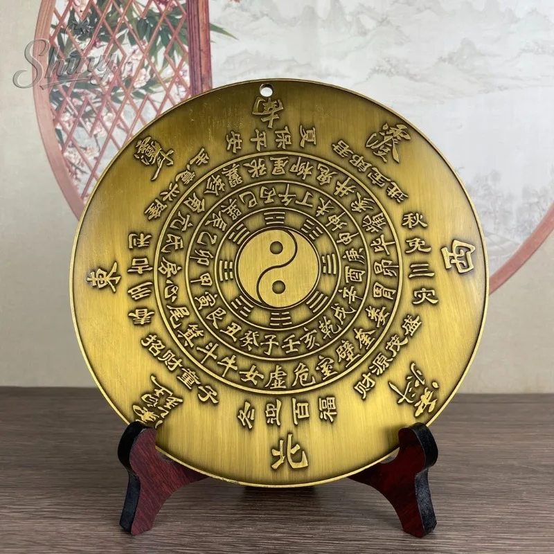Antique Gilded Copper Plate with Relief Carving of Heavenly Official Bestowing Blessings