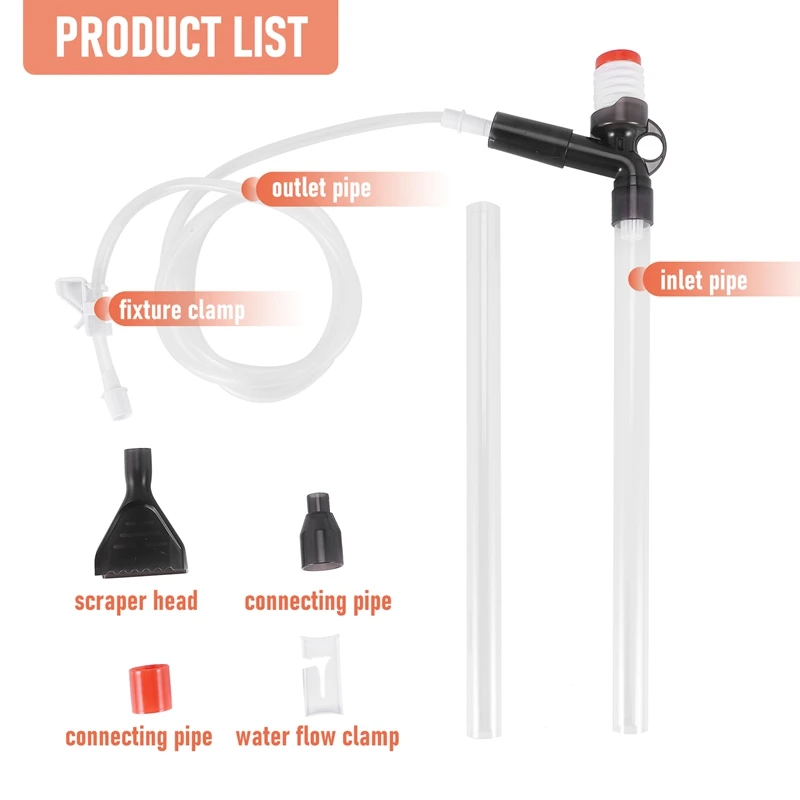 Hot Aquarium Gravel Vacuum Cleaner Fast Fish Tank Siphon Cleaning Seaweed Scraper Air Press Button Water Changer Kit