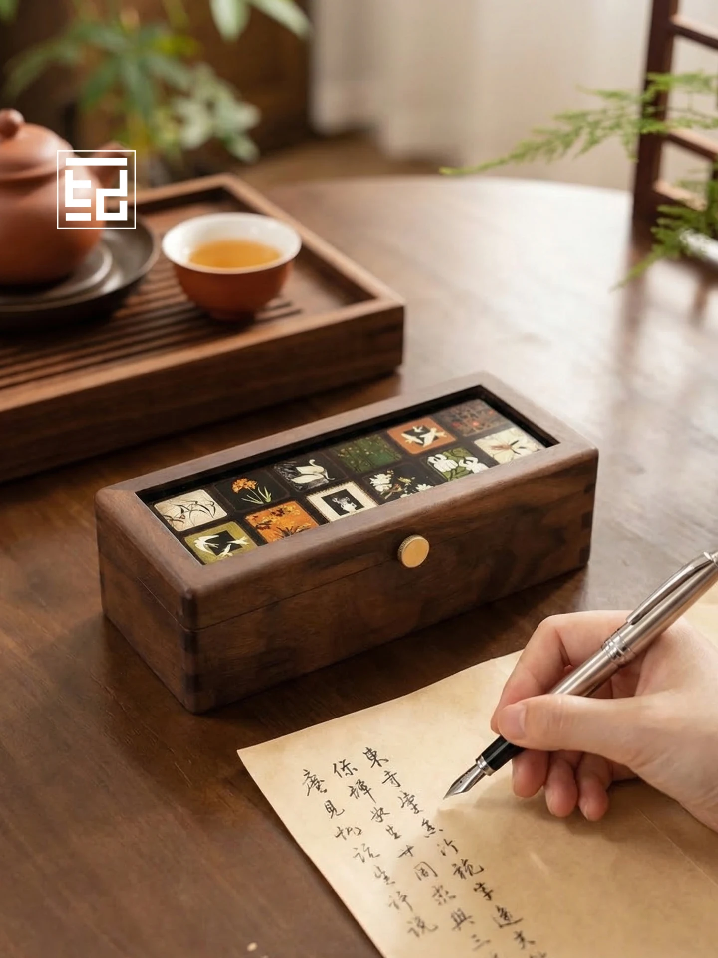 high-aesthetic-value-pen-storage-box-walnut-desktop-workstation-organizer-vintage-style-stationery-box-for-business-use