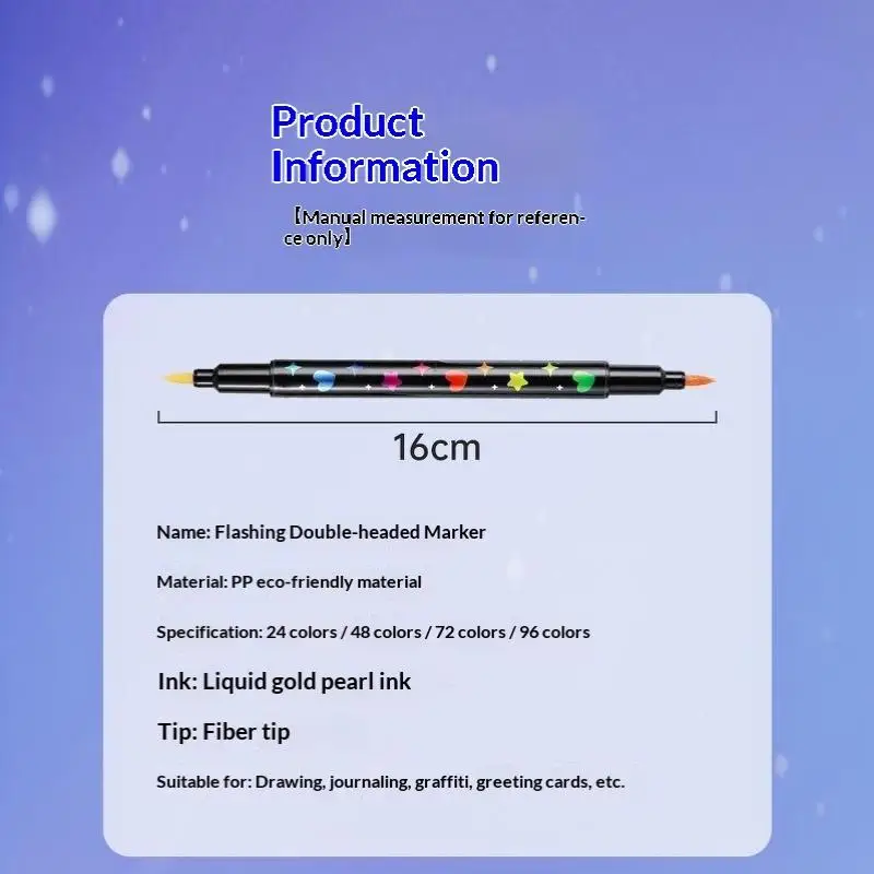 Dual Tip Glitter Art Markers 24-96 Colors Metallic Paint Pens for Illustrator Comic Drawing Professional Art Creation view 2