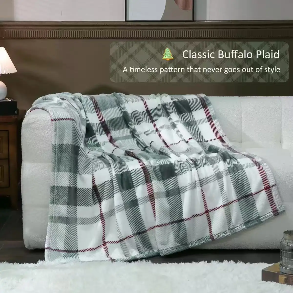Throw Blanket Orange Black Buffalo Plaid Checked Pattern Cozy Bed Couch Blankets Halloween Holiday Party Decor Gift Blanket - view 2