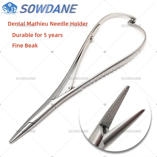 Alicates porta agujas Mathieu de ortodoncia Dental, punta dentada, 14cm, tipo corto, instrumento de pico de ancho medio, herramienta quirúrgica Dental