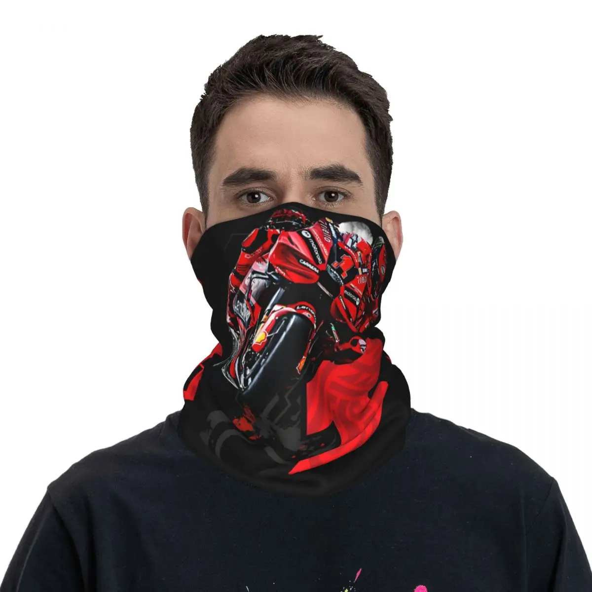 Francesco Bagnaia Number 1 Moto GP Bandana Neck Cover Printed Motorcycle Club Face Mask Multi-use Balaclava Cycling Unisex Adult