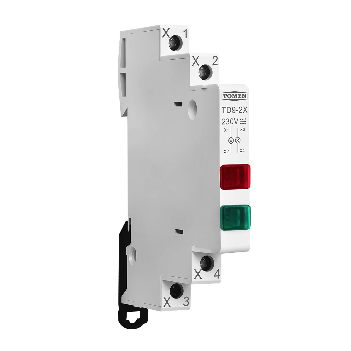 TOMZN 2 LED Din Rail Indicator Light TD9-2X 230V ACDC RED GREEN Dual-circuit Monitoring Flame-retardant Housing Ultra-thin Model