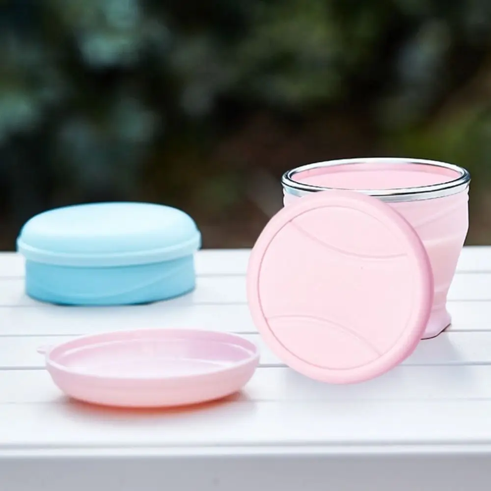 Fashion 180ml Folding Cups Silicone Lightweight Collapsible Travel Cups Creative with Lid Telescopic Drinking Mug for Outdoor