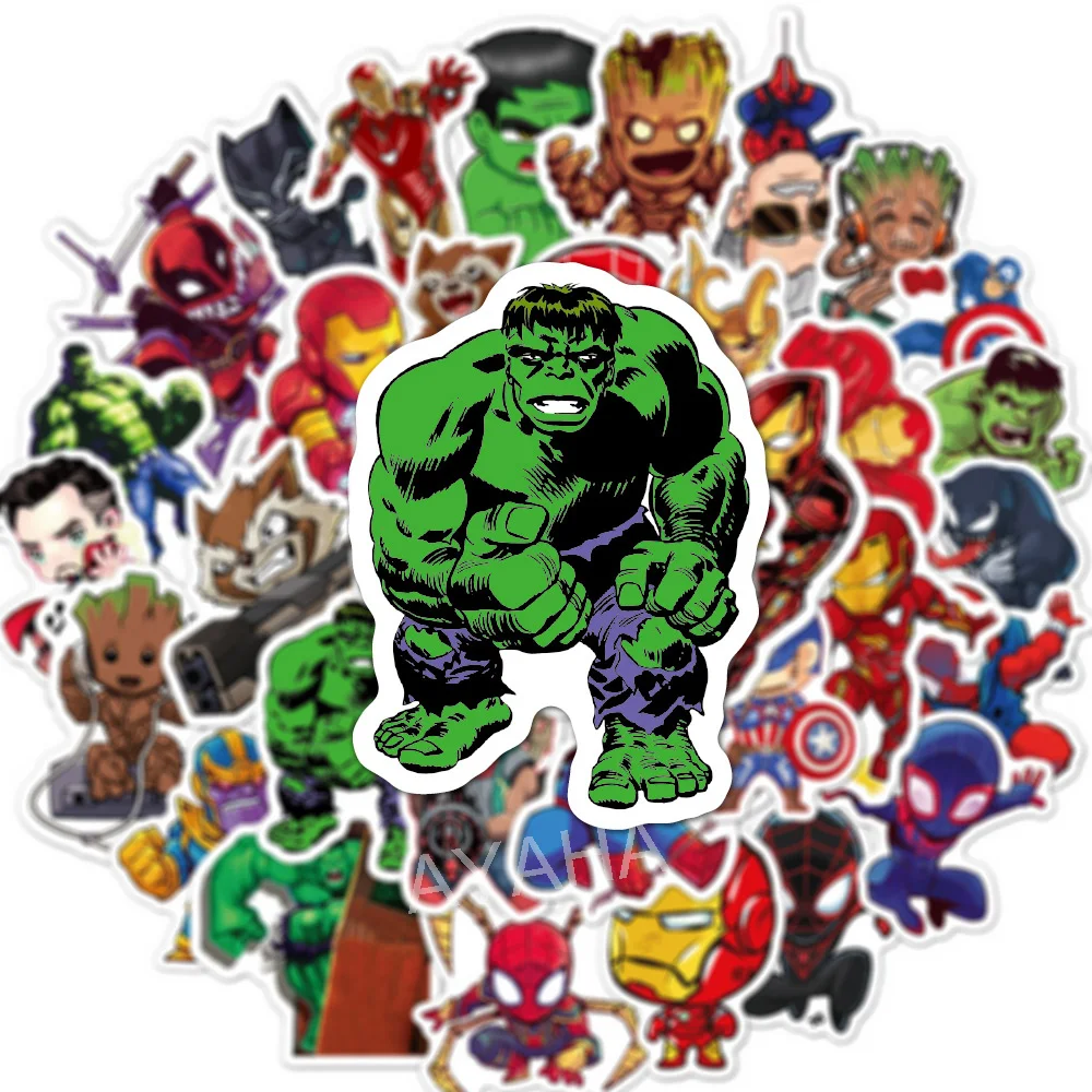 10/30/50/100pcs Disney Movie The Avengers Cartoon Stickers Cool Super Hero Anime Decals DIY Helmet Bike Car Cute Sticker for Kid