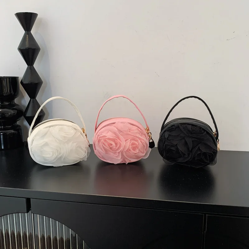 2026 New Women's Handbag Fashionable High Quality Women's Mini Lipstick Storage Bag Retro Lace Flower Lady Change Small Bag