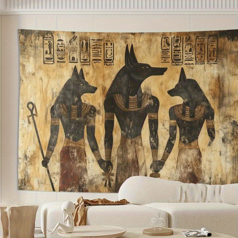 

VIKAMA Ancient Egypt Anubis Tapestry Vintage Mural Background Cloth Living Room Background Wall Room Decoration