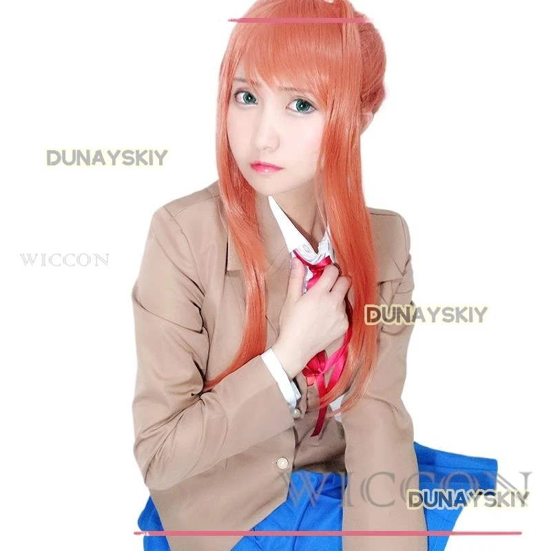 Monika Cosplay Costumes Anime Doki Doki Literature Club Sayori Yuri Natsuki Halloween Costumes for Women Dress Vestido Clothing