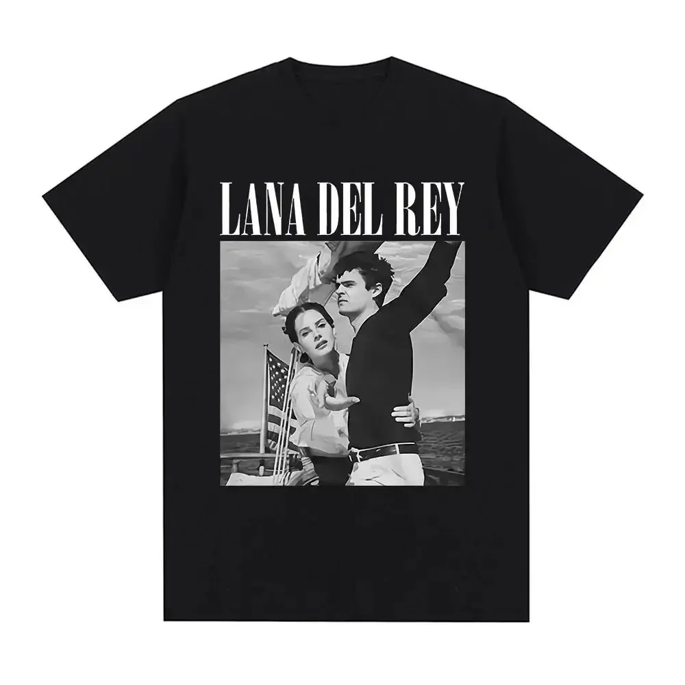 เสื้อยืดสตรีทเสื้อฮิปฮอปฮาราจูกุพิมพ์ลายผู้ชายแฟชั่นนักร้อง Lana Del Rey เสื้อ Y2k ใช้ได้ทั้งชายและหญิง