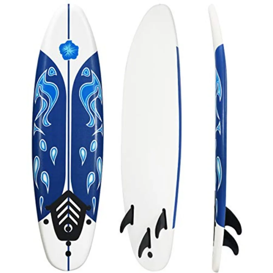 

6' Surfboard Surfing Surf Beach Ocean Body Foamier Board with Removable Fins, Great Beginner Board for,Youth and