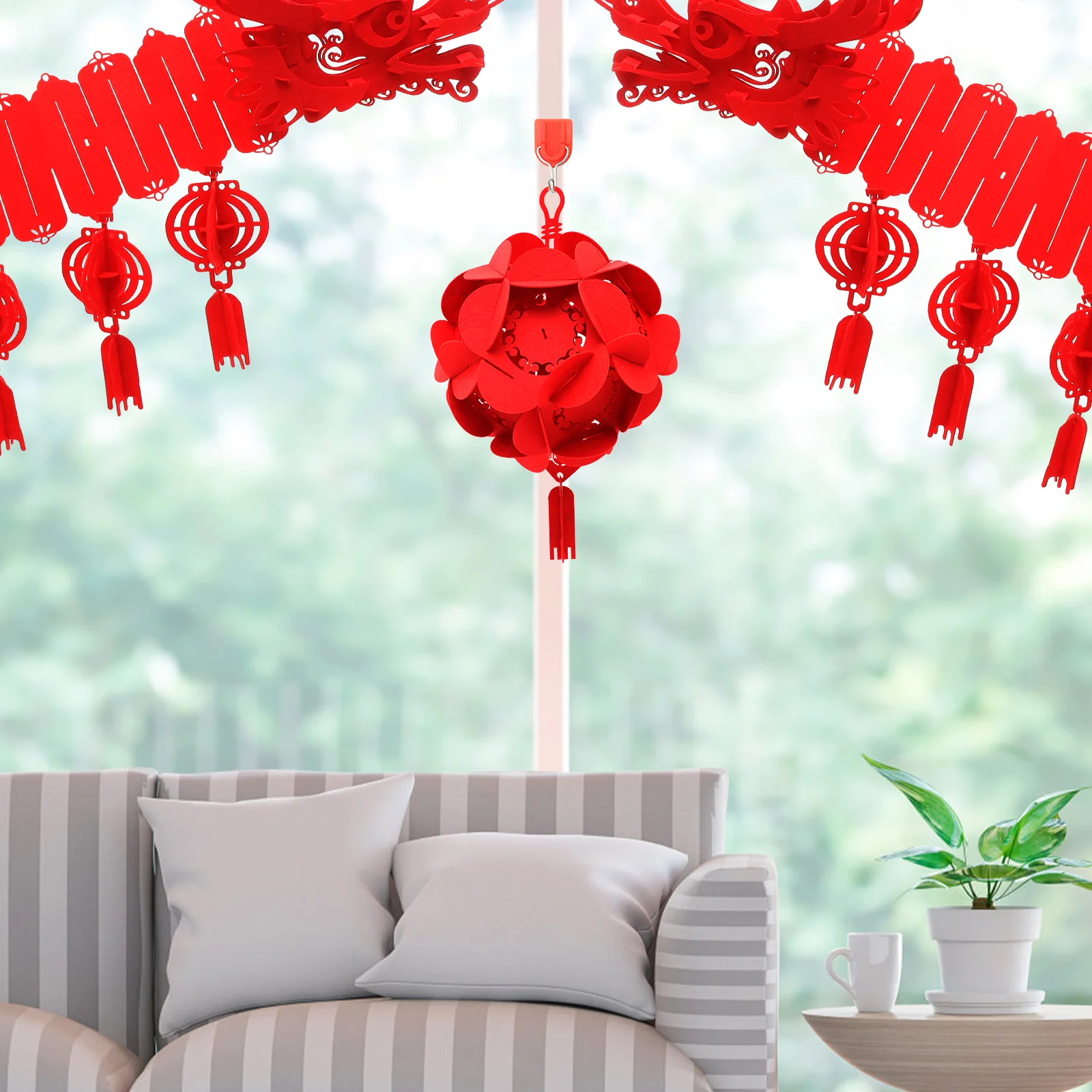 

Delicate Dragon Pendant Door Window Wall Decor Chinese New Year Supplies Red Creative Festive Home Ornament Spring Garland