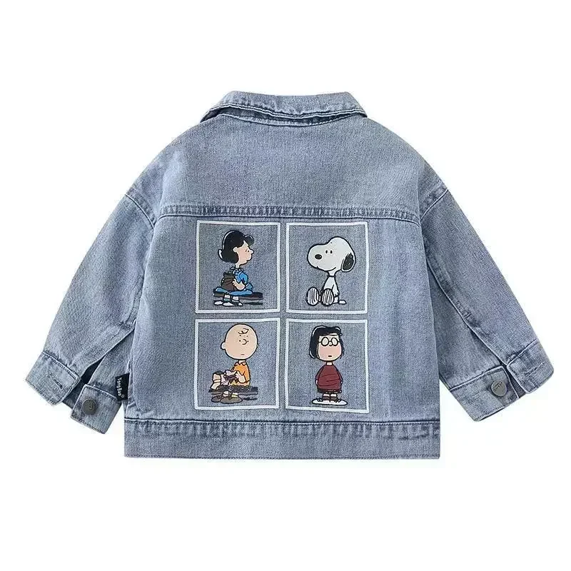 snoopy Baby Denim Jacket 2024 Spring New Children's Clothing Boys and Girls Top Cartoon coat  Denim Top Long Sleeve