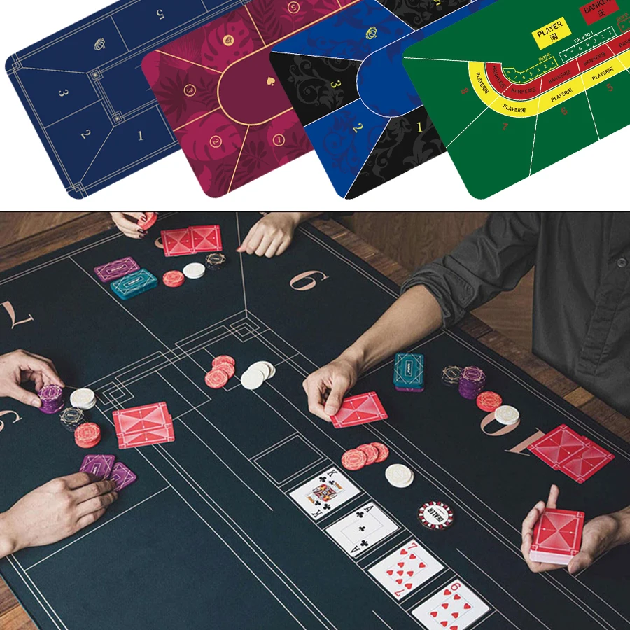 

1.2*0.6m Hold'Em Texas Poker Mat Blackjack Baccarat Dice Roulette Durable Rubber Home Gaming Desk Pad Casino Chips Tablecloth