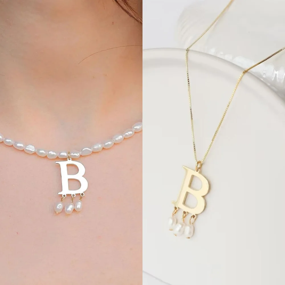 

Custominitial Initial Letter Necklace Imitation Pearl Necklace for Women Stainless Steel Name Necklace Gift Custom Jewelry