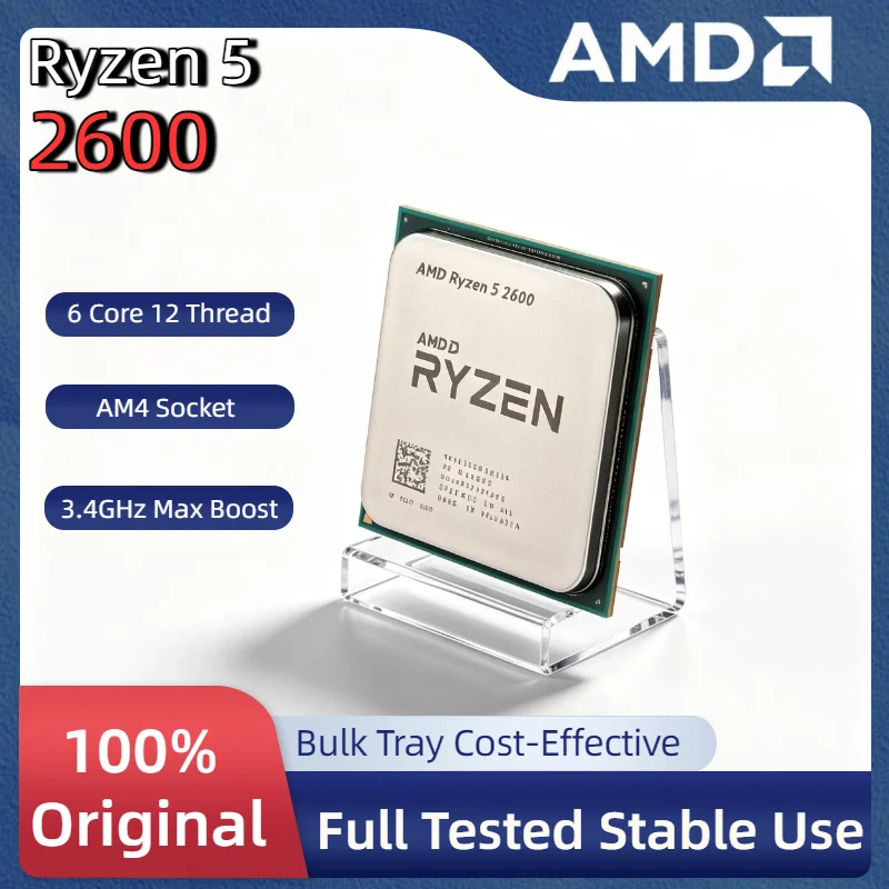 Procesador AMD Ryzen 5 2600 R5 2600 de 3.4GHz, 6 Núcleos, 12 Subprocesos, Socket AM4, para Juegos de PC y Oficina, 4K