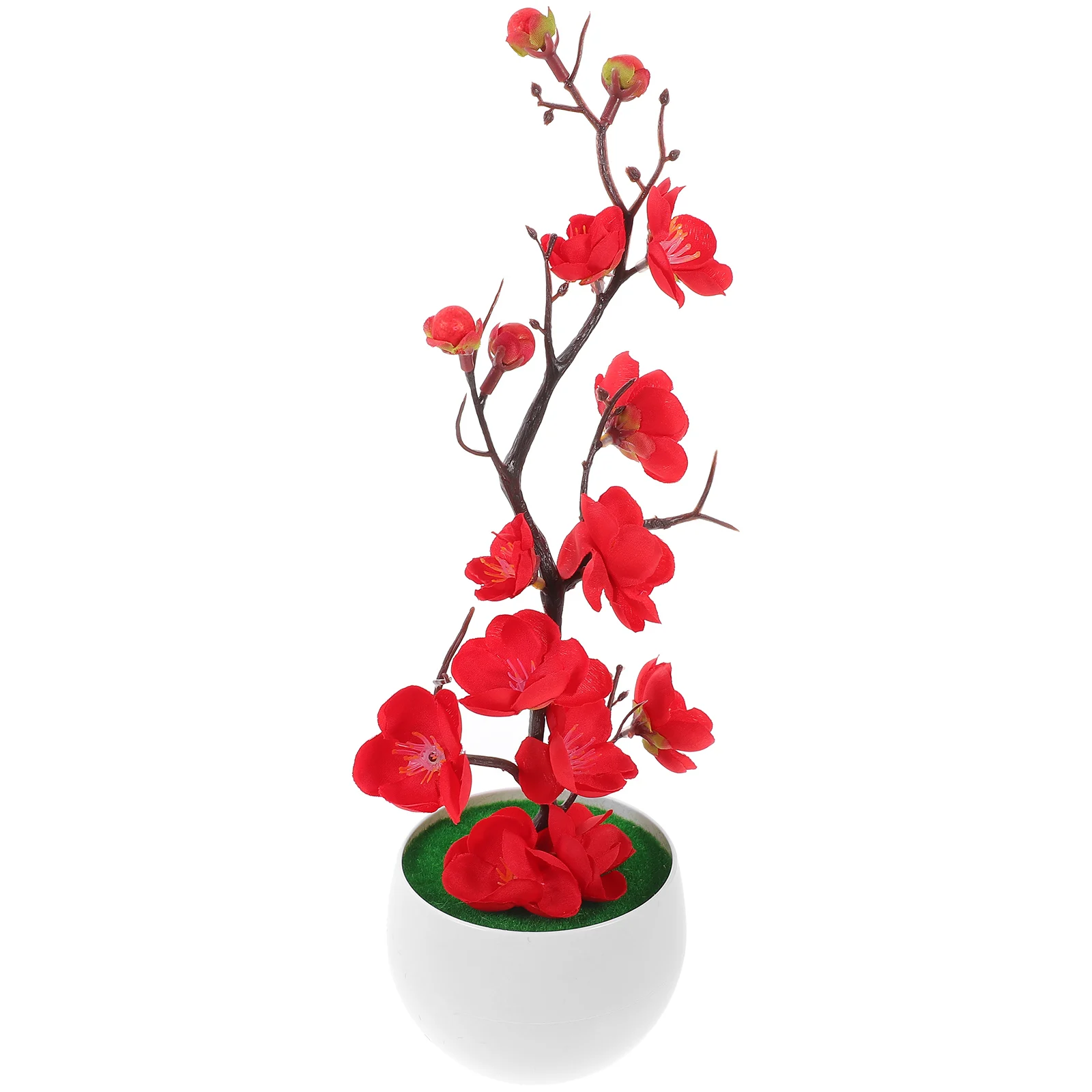 

Lifelike Artificial Plum Blossom Faux Potted Flower Realistic Home Office Decor Indoor Centerpiece Table Decoration