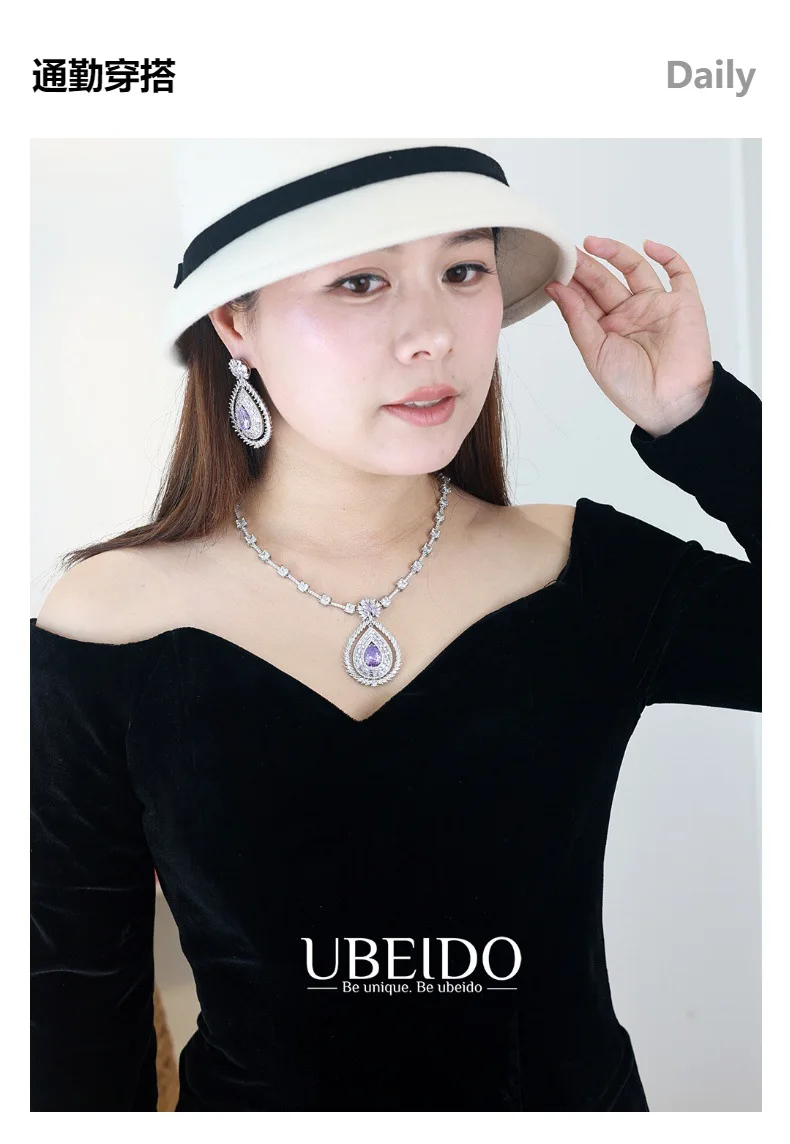 Summer 2026 High-end Women's Zircon pendant jewelry Set, Light Luxury Evening Earrings, Necklace, Wedding Accessories