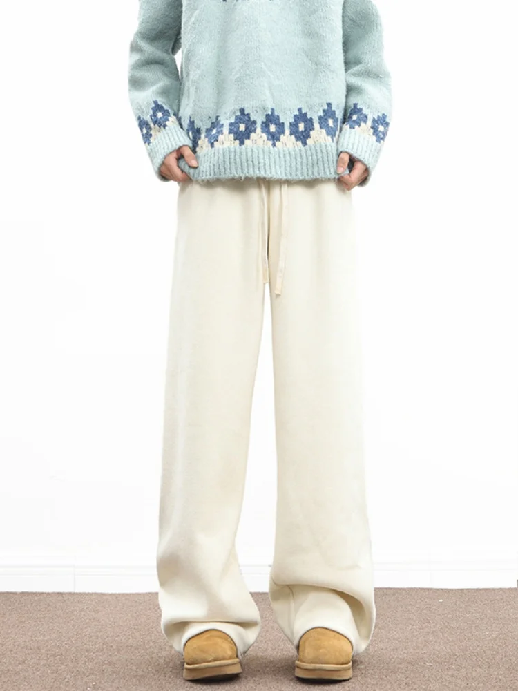 

Мужские утепленные брюки на флисовой подкладке, осенне-зимние, свободные, прямые, широкие, для подростков, в стиле кэжуал, уличная мода