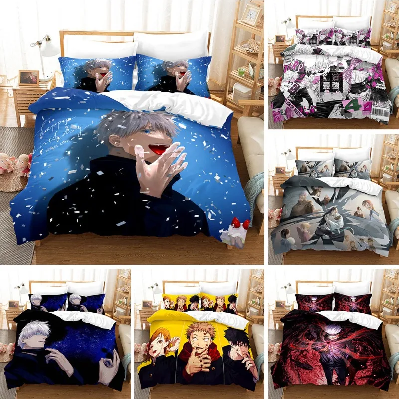 

Anime Japan Famous Duvet Cover Sets,Jujutsu Kaisen Bedding Set,Satoru Gojo Quilt Cover and Pillowcases Single/Double/Queen/King
