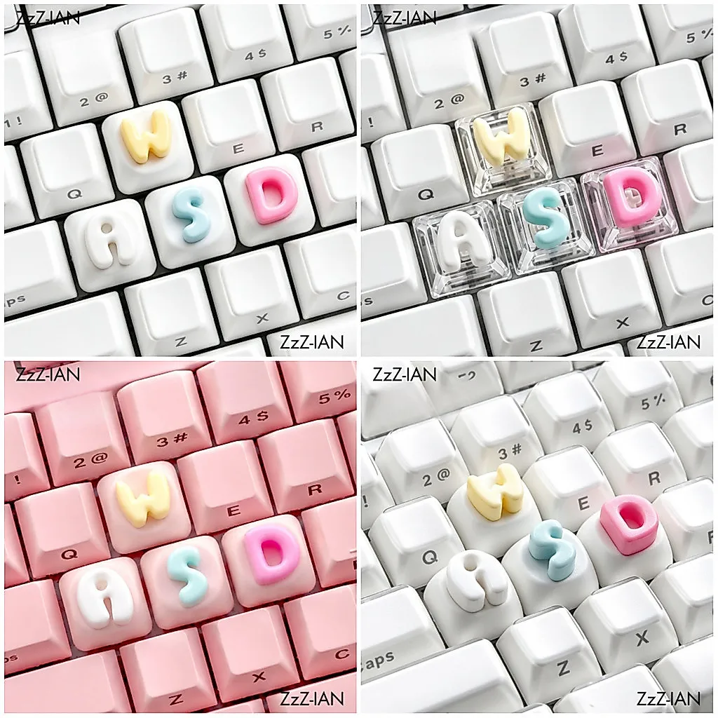 4pcs Translucent letters WASD For Mechanical keyboard DIY personalized height increasing keycaps