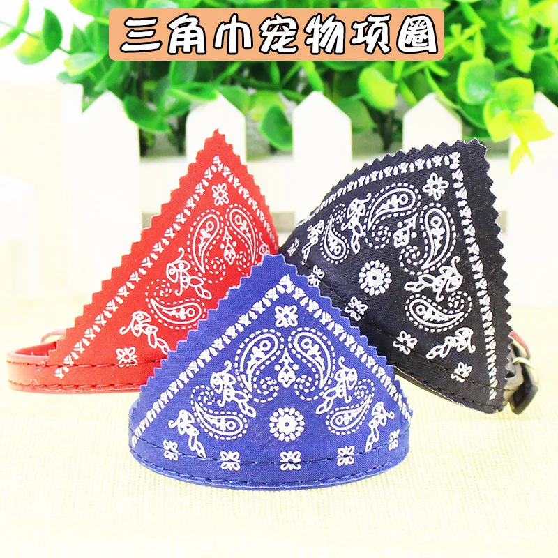 Cat Collar Lovely Adjustable Size Dog Cat Necktie Pet Triangular Saliva Tie Scarf Dog Bandana Collar With PU Leather Pet Product