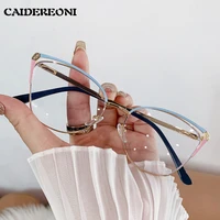 CAIDERONI tendencia ojo de gato mujer moda Anti luz azul gafas de Metal mariposa lente personalizada gafas de lectura mujeres miopes 25062