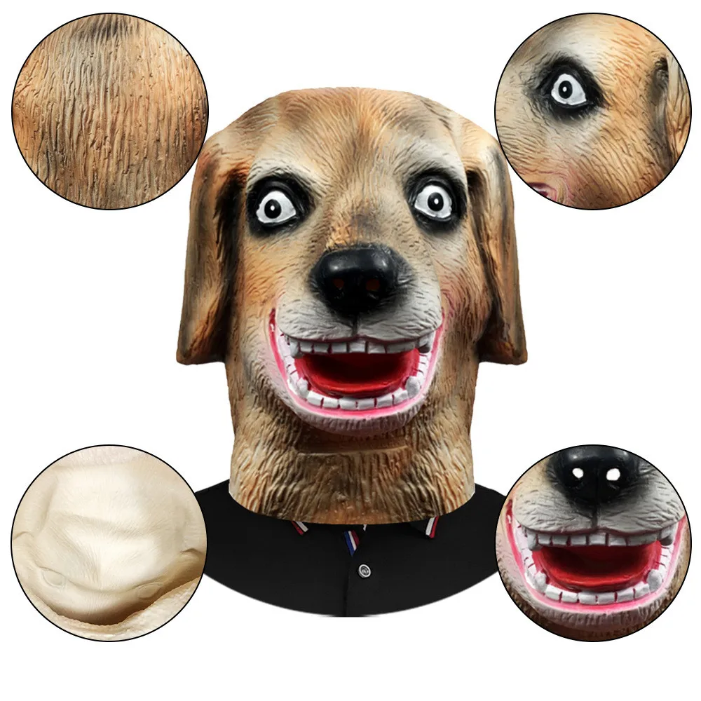 Hundemaske für Erwachsene, Natürliche Latex-Tiermaske für Halloween, Cosplay und Kostümpartys – Detail 4