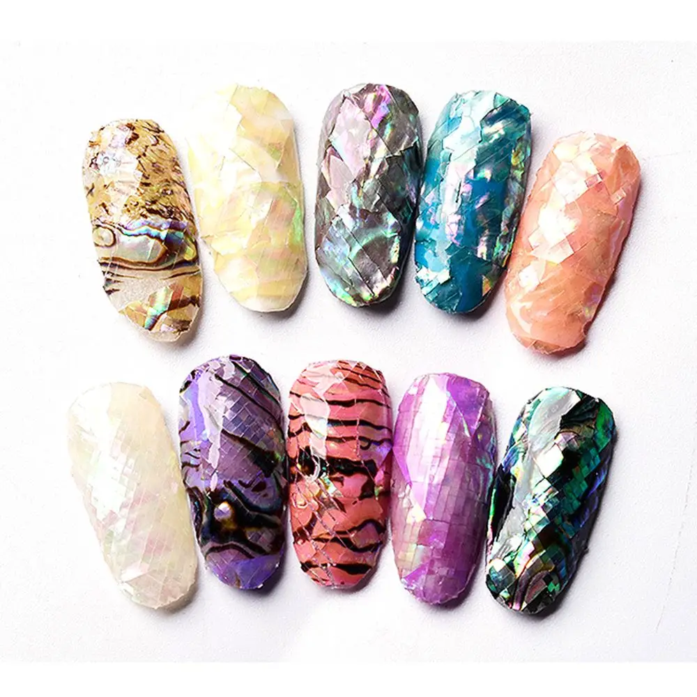 Glimmer 1Pc Women Nails Foils Abalone Shell Slice Nail Art Decoration Gradient Mermaid Flakes DIY Nail Decals 3D Nail Sticker