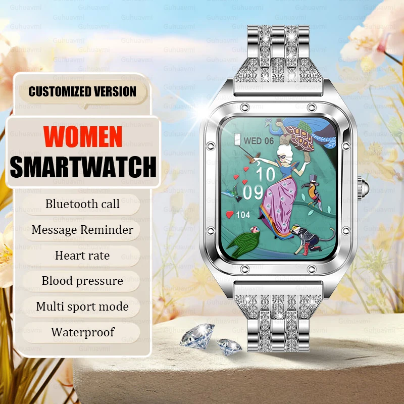 2024 New Fashion Smart Watch For Lady Bluetooth Call Sports Modes Waterproof Fitness Woman Smartwatch DIY Custom Dials +Box Gift