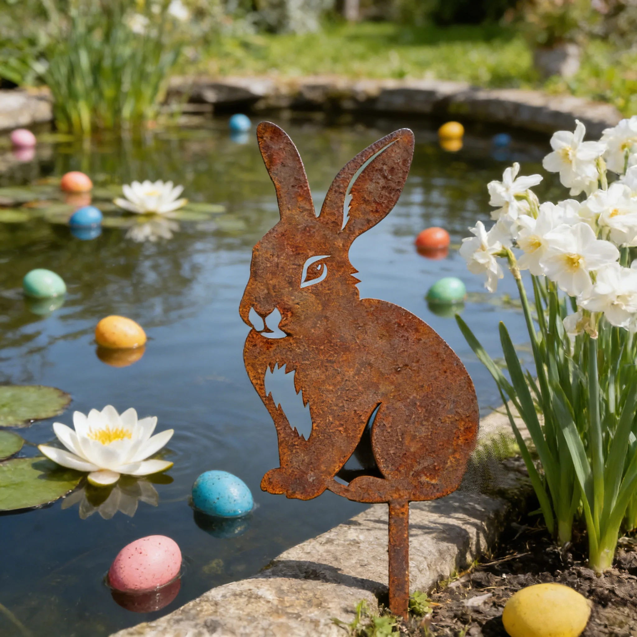 Easter Bunny Metal Art Decor Garden Flower pots Lawn Rabbit Iron Home Outdoor Animal Theme Sculpture Decor Sign - view 5