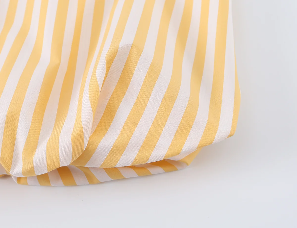 HH Damen Sommer Gelb-Weiß Gestreiftes Neckholder-Top mit Schleifenkragen Ärmellose Bluse mit Bubbel-Saum, Lässige Strand- und Alltagskleidung – Detail 7