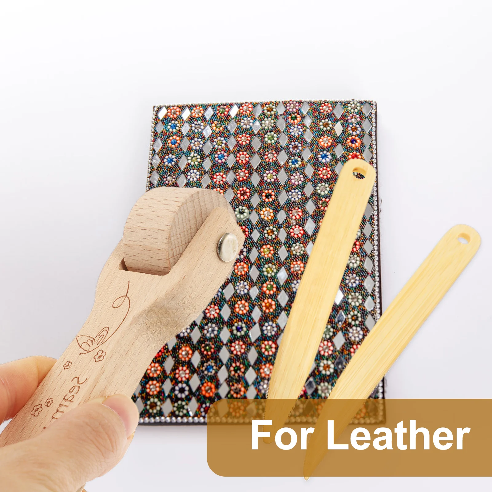 

Wooden Handle Seam Roller Set for Quilting Sewing Craft Rolling Tools Sturdy Bearing Efficient Labor-Saving Flat Pressing Wheel