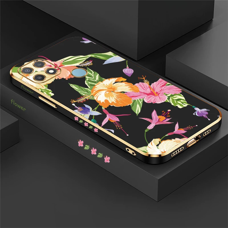 حافظة هاتف واقية للعدسة لهاتف انفينيكس سمارت 10 8 7 6 HD 5 Pro غطاء من السيليكون الناعم المقاوم للصدمات على شكل زهرة