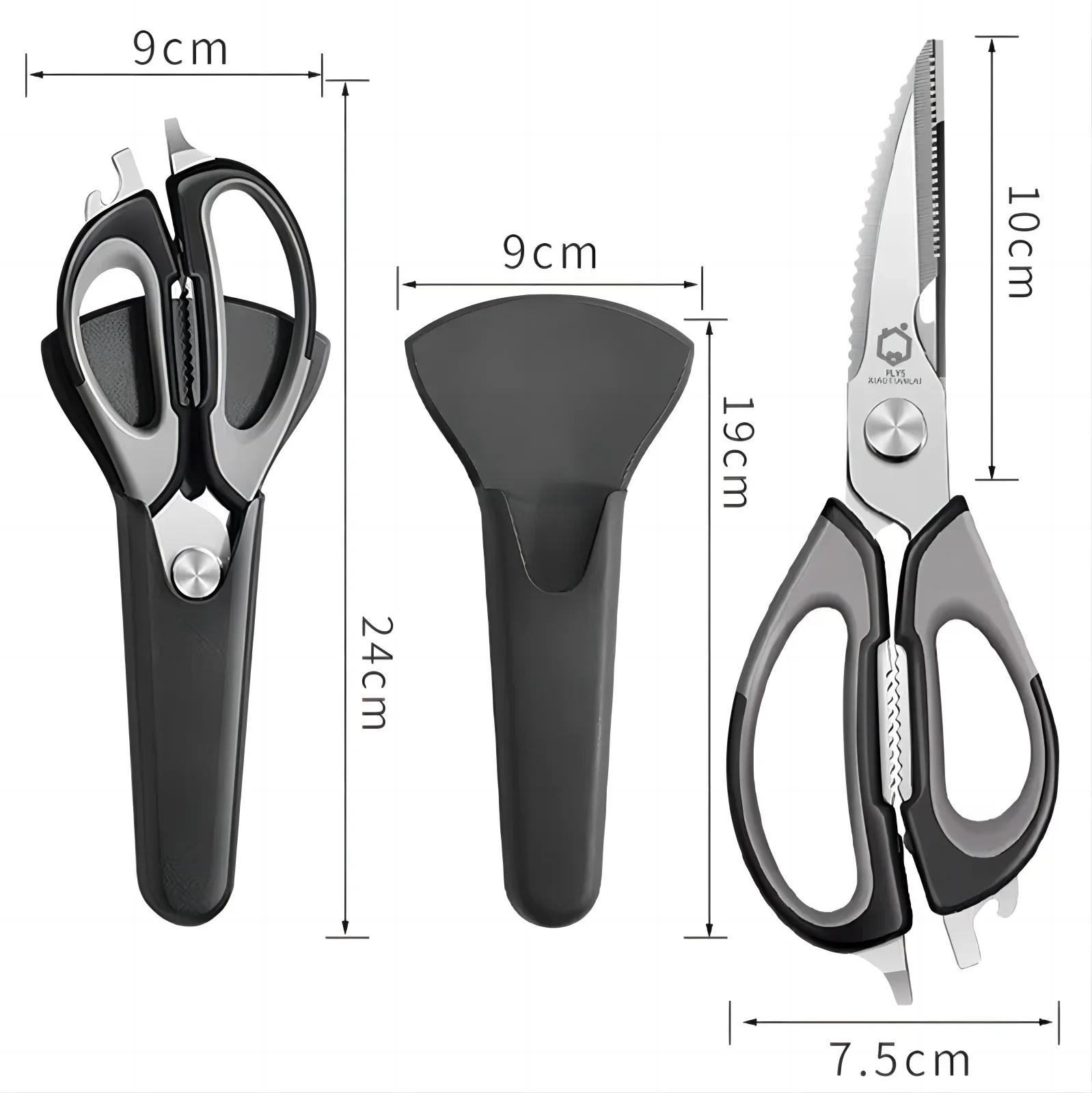 High quality stainless steel multi-functional kitchen scissors, plastic handle, chicken bone scissors, sharp not hurt hands