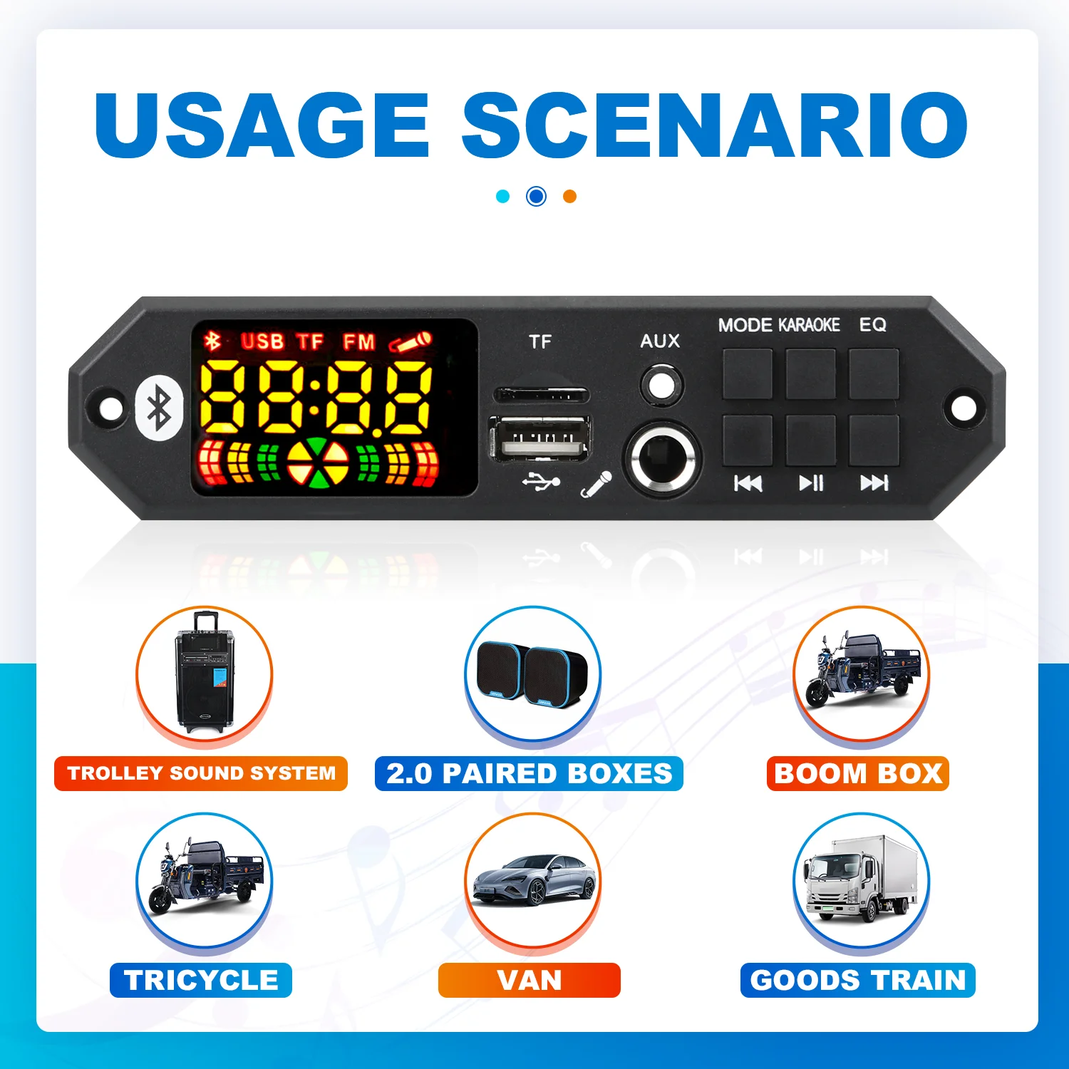 DC 12V  80W Bluetooth 5.0 MP3 WMA WAV APE Decoder Board Hands-free Car Audio Microphone USB TF FM Radio Mp3 Music Player Speaker
