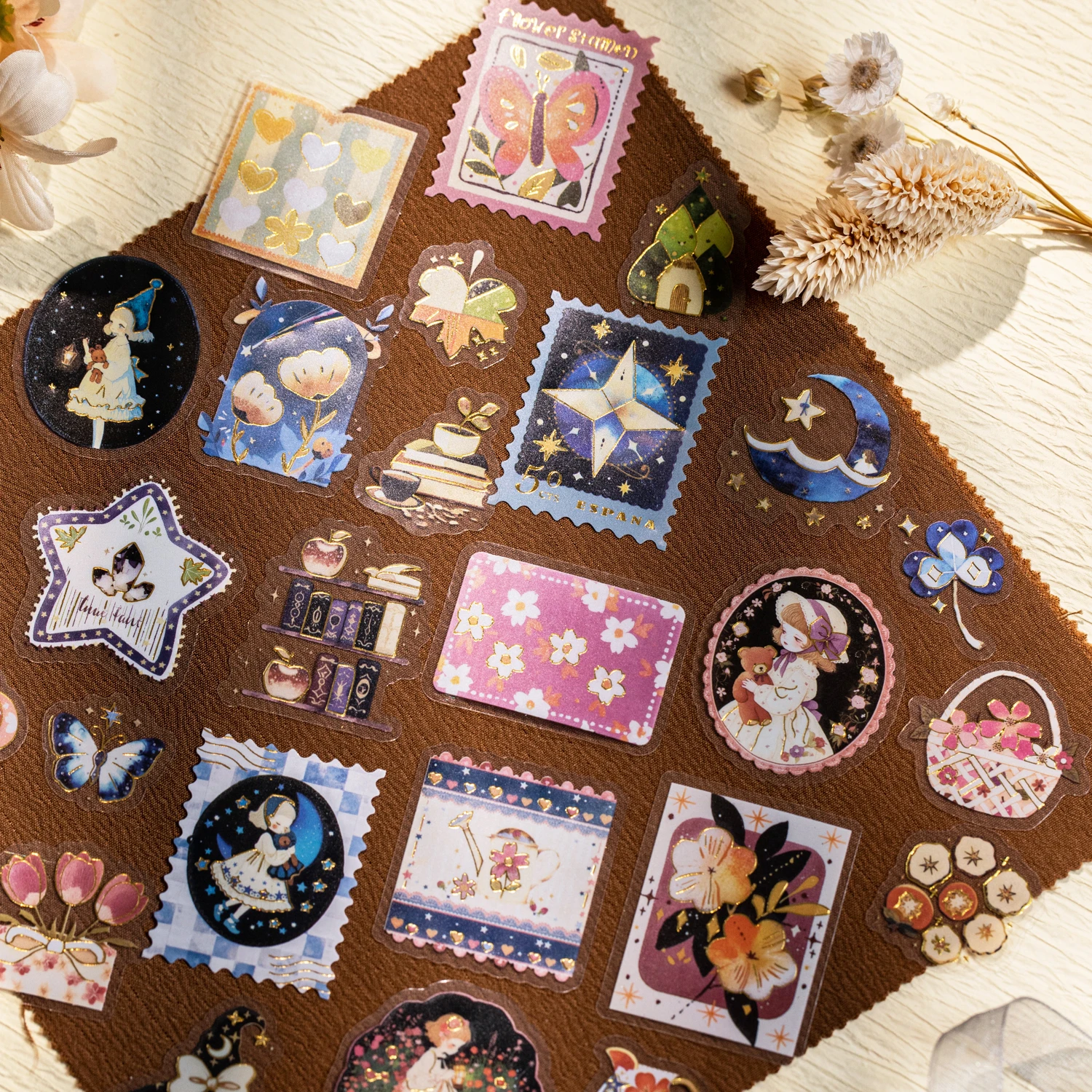 Fantasy Diary Series Vintage Dream Flower Character Landscape PET Sticker Creative DIY Journal Material Collage Stationery