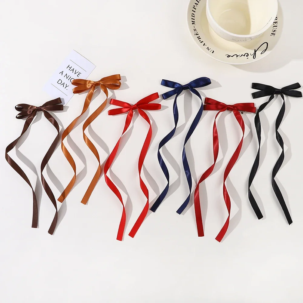 4 Pcs Fabric Hair Bow Hairpin Women Ribbon Hair Clips Headwear Black White Bow Top Clip Female Girls Cute Hair Accessories