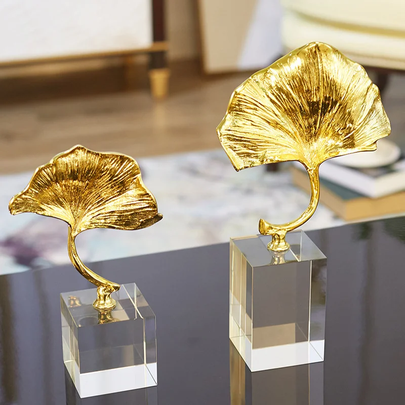 

European style ornaments home ornaments crystal copper lotus leaf modern simple creative living room porch crafts decoration