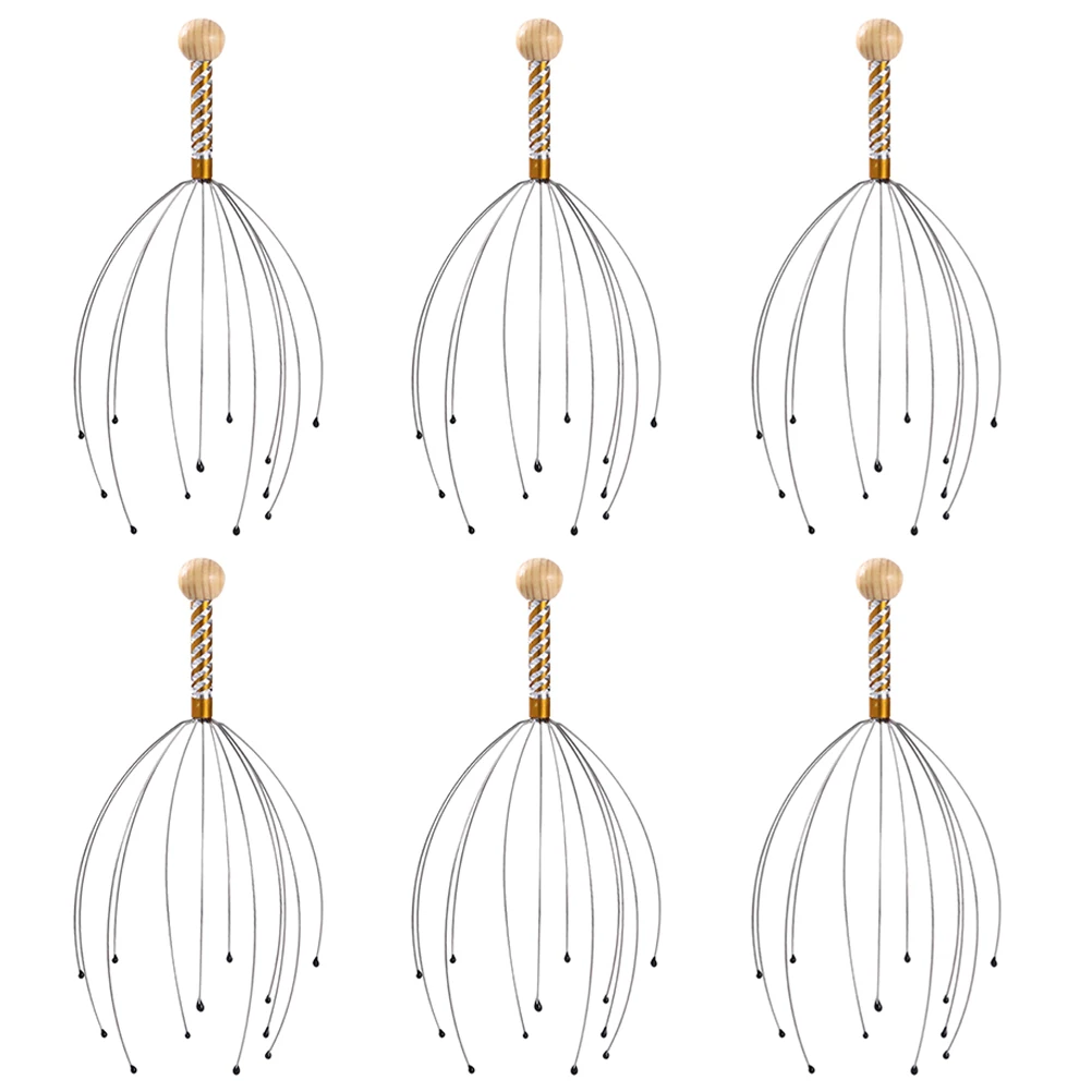 

6pcs Massage Claws Massager for Scalp Handheld Therapeutic Steel Wood Ergonomic Lightweight Full Body Neck Shoulders Legs Arms