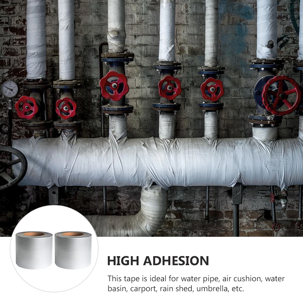 

2pcs Waterproof Tape Strong Adhesive No Curl Non-Deguming Easy Cut For Water Pipe Basin Carport Umbrella