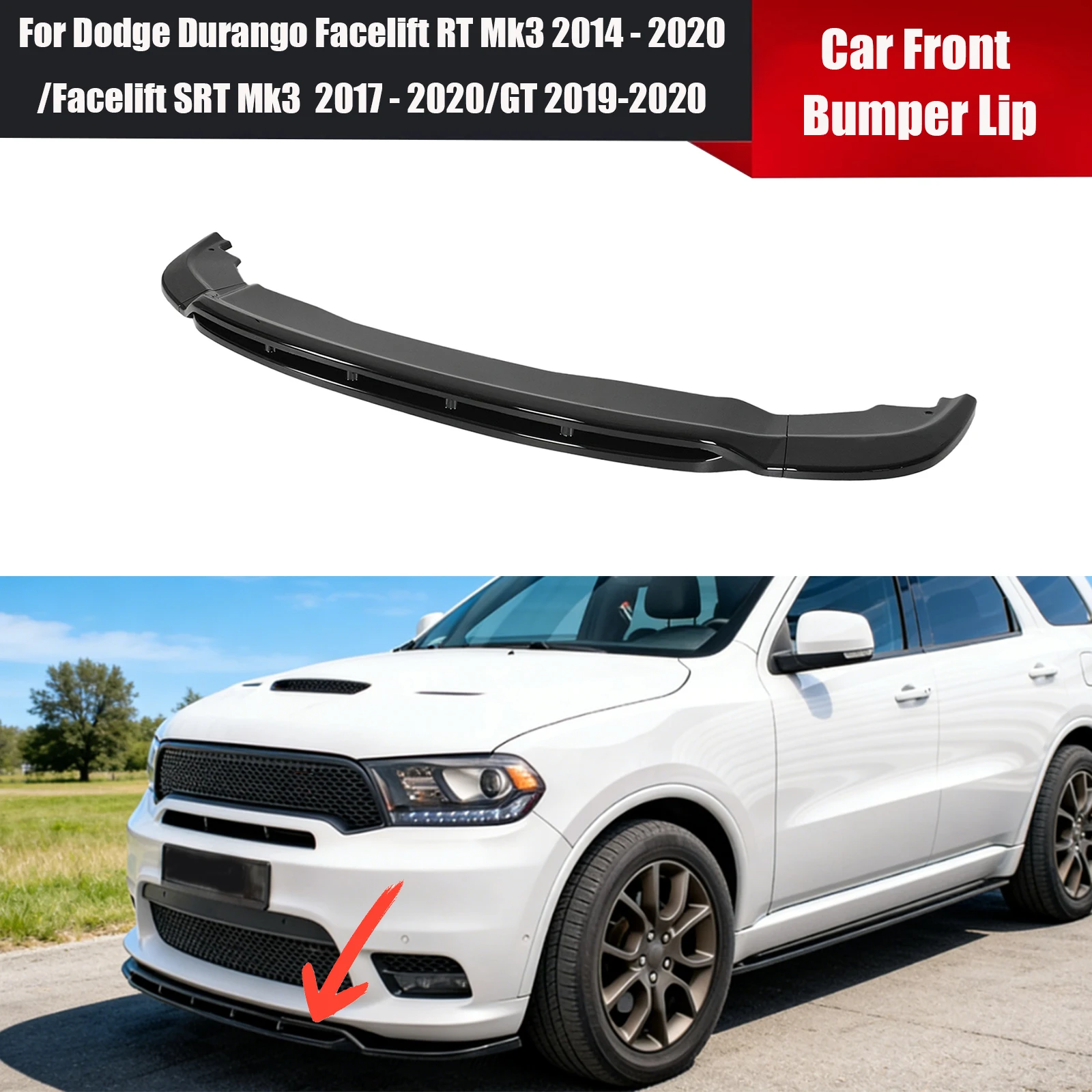 Protector de Parachoques Delantero, Accesorios para Auto, Plástico ABS, para Dodge Durango Facelift RT Mk3 2014-2020/Facelift SRT Mk3 2017-2020/GT 2019-2020