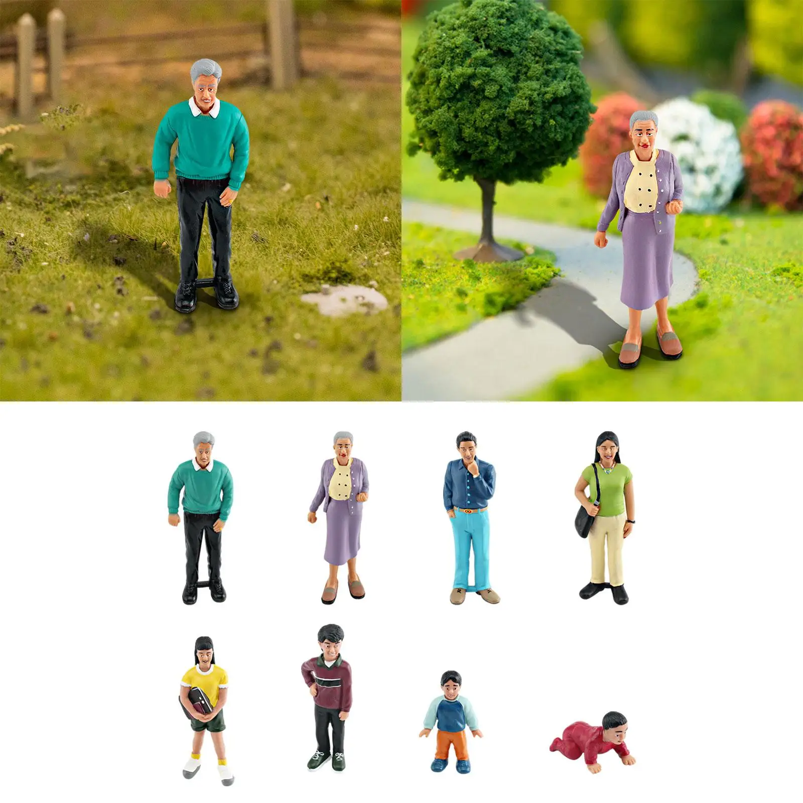 Miniature Figure Tiny People Scene Collection Ornament Fairy Garden Handpainted Sand Table Model Diorama Scenery Character