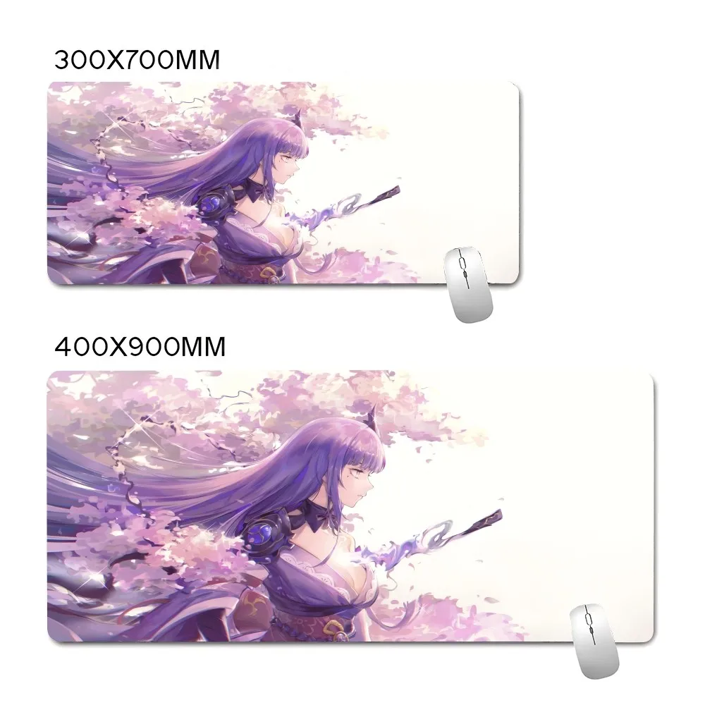 Genshin Mousepad tetikus dampak Raiden, alas Mouse Gaming besar, alas meja Keyboard komputer tebal
