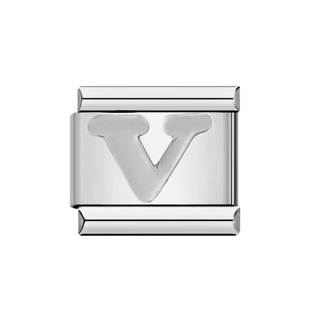 26 English A-Z Letter Name Custom Silver Color 9mm Link Charms Italian Stainless Steel Bracelet DIY Jewelry Making Hand Chain