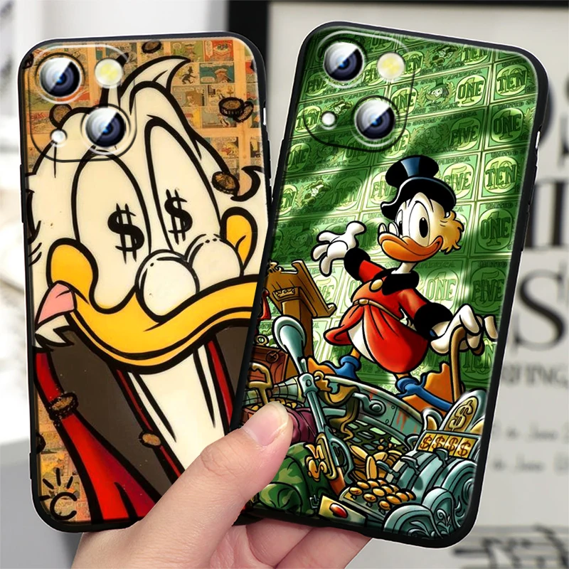 McDuck Scrooge Cool Apple iPhone Case For 15 14 13 12 11 Mini XS XR X 6S 6 Pro Max Plus Black Soft Cover